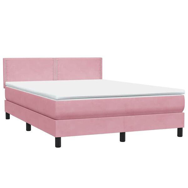 vidaXL Cama box spring con colch&oacute;n terciopelo rosa 160x210 cm