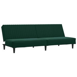 vidaXL Sof&aacute; cama de 2 plazas terciopelo verde oscuro