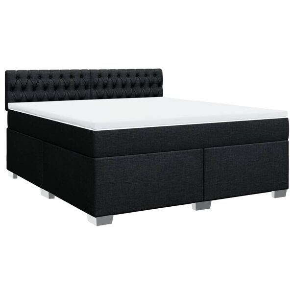 vidaXL Cama box spring con colch&oacute;n tela negro 180x200 cm