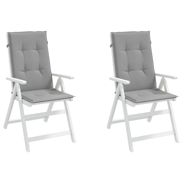 vidaXL Cojín silla de jardín respaldo alto 2 uds tela gris 120x50x3 cm