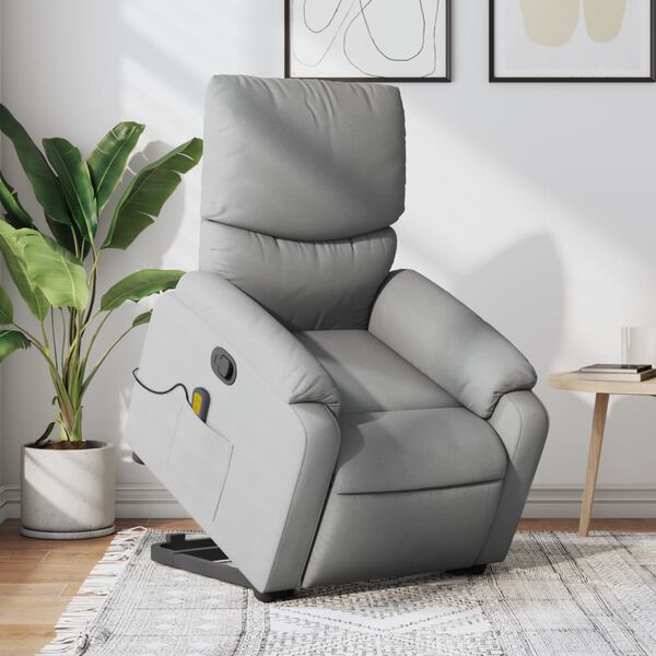 vidaXL Sill&oacute;n de masaje reclinable de pie de tela gris claro