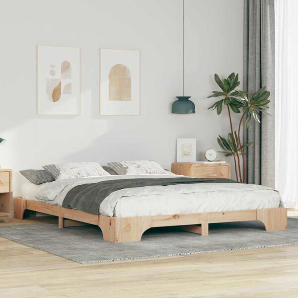 vidaXL Estructura de cama Marr&oacute;n 160 x 220 cm Madera de pino macizo