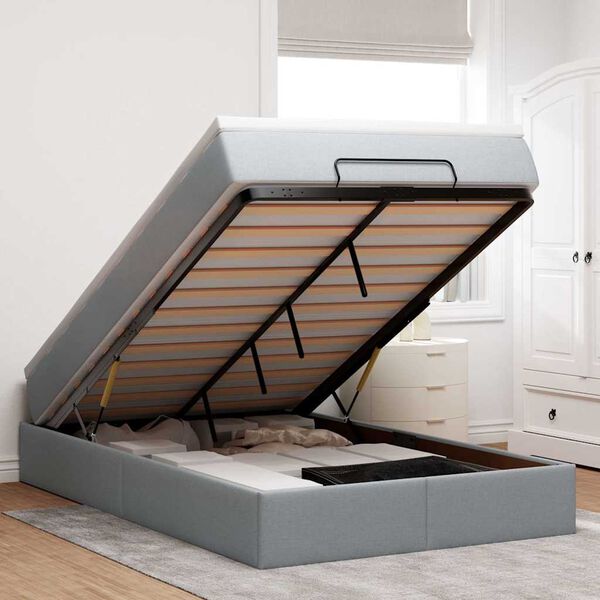 vidaXL Estructura de cama otomana colchón tela gris claro 120x200cm