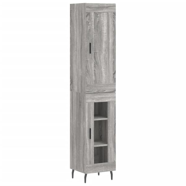 vidaXL Aparador alto madera contrachapada gris Sonoma 34,5x34x180 cm