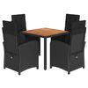 vidaXL Set de muebles jard&iacute;n 5 pzas con cojines rat&aacute;n sint&eacute;tico negro