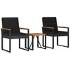 vidaXL Juego de muebles de exterior 3 pcs Negro rat&aacute;n sint&eacute;tico