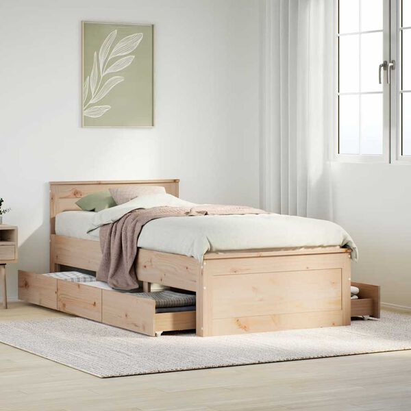 vidaXL Cama sin colchón y cabecero madera maciza pino 75x190 cm