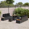 vidaXL Conjunto de sof&aacute;s de jard&iacute;n con coj&iacute;n 9 pcs Negro Polirat&aacute;n