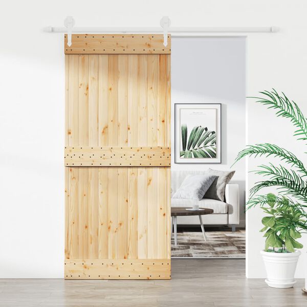 vidaXL Puerta corredera con herrajes madera maciza de pino 90x210 cm