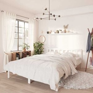 vidaXL Estructura de cama sin colch&oacute;n madera maciza blanco 120x200 cm