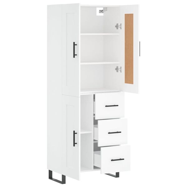 vidaXL Aparador alto madera contrachapada blanco 69,5x34x180 cm