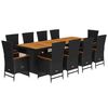 vidaXL Set de comedor jard&iacute;n 11 pzas con cojines rat&aacute;n sint&eacute;tico negro