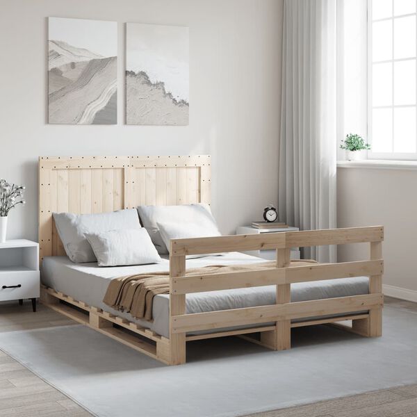 vidaXL Estructura de cama con cabecero madera maciza pino 140x200 cm