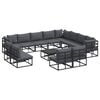 vidaXL Conjunto de sof&aacute;s de jard&iacute;n con coj&iacute;n 13 pcs Negro Aluminio