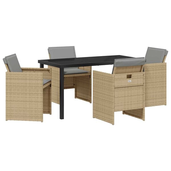 vidaXL Conjunto de Comedor de Jard&iacute;n 5 pcs Beige rat&aacute;n sint&eacute;tico