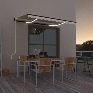 vidaXL Toldo autom&aacute;tico con LED y sensor de viento crema 350x250 cm