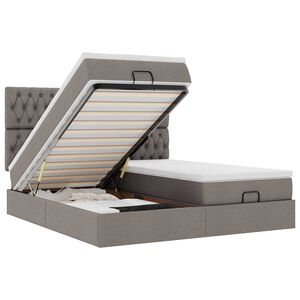 vidaXL Estructura de cama otomana colchones tela gris pardo 160x200cm