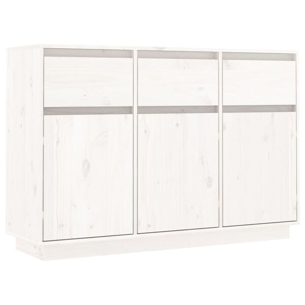 vidaXL Aparador de madera maciza de pino blanco 110x34x75 cm