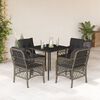 vidaXL Set comedor de jard&iacute;n 5 piezas con cojines rat&aacute;n sint&eacute;tico gris