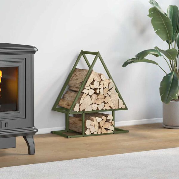 vidaXL Le&ntilde;ero verde oliva 50x25x60 cm Acero laminado en fr&iacute;o