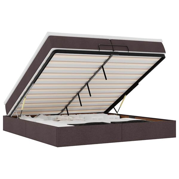 vidaXL Estructura cama otomana colchones tela marr&oacute;n oscuro 200x200cm