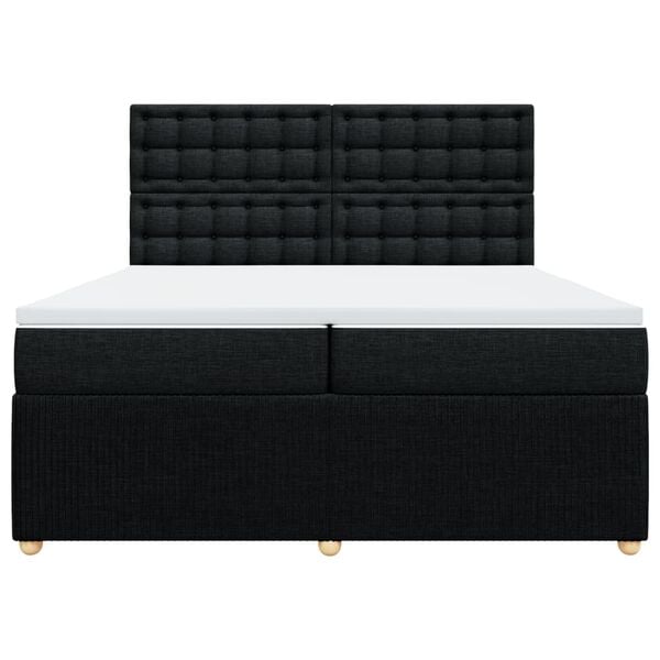 vidaXL Cama box spring con colch&oacute;n tela negro 200x200 cm