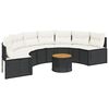 vidaXL Sof&aacute; de jard&iacute;n semicircular con mesa y cojines rat&aacute;n PE negro