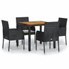 vidaXL Set de muebles jard&iacute;n 5 pzas con cojines rat&aacute;n sint&eacute;tico negro