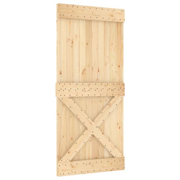 vidaXL Puerta corredera con herrajes madera maciza de pino 95x210 cm