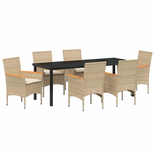 vidaXL Conjunto de Comedor de Jard&iacute;n 7 pcs Beige rat&aacute;n sint&eacute;tico