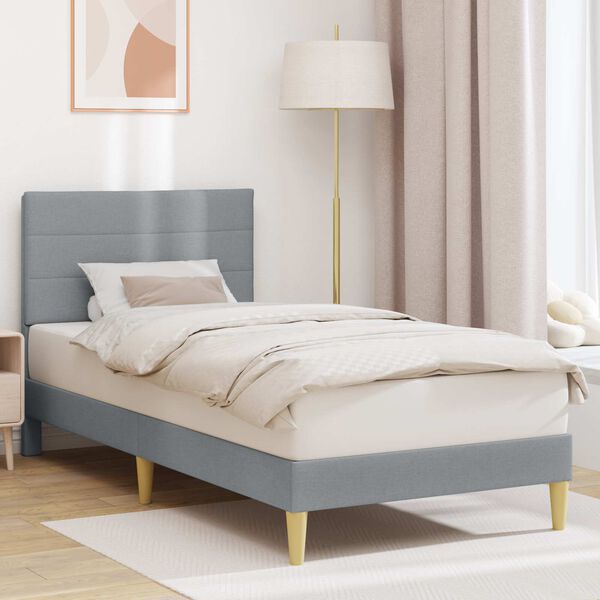 vidaXL Estructura de cama con cabecera Gris Claro 80 x 200 cm tela