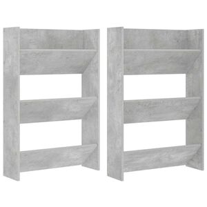 vidaXL Zapateros de pared 2 uds contrachapada gris hormig&oacute;n 60x18x90cm