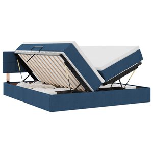 vidaXL Cama de almacenamiento LED con colch&oacute;n Azul 180 x 200 cm Tela