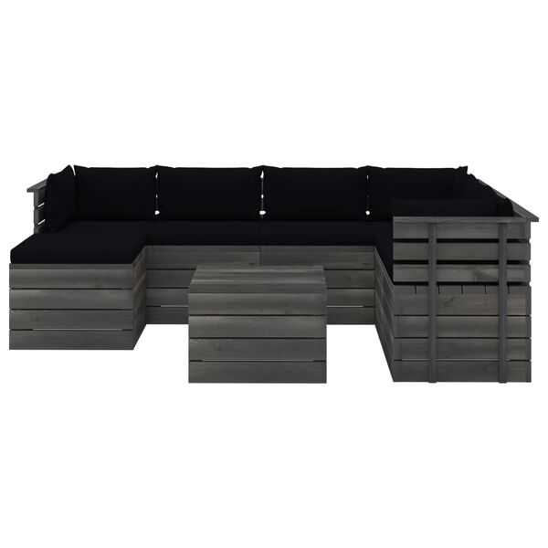 vidaXL Muebles de palets para jard&iacute;n 8 pzas cojines madera maciza pino