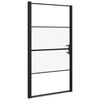 vidaXL Puerta de ducha vidrio semiesmerilado negro 100x178 cm