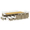 vidaXL Set comedor de jard&iacute;n 15 pzas con cojines rat&aacute;n sint&eacute;tico beige