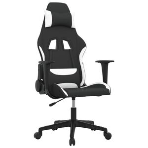 vidaXL Silla gaming de masaje tela negro y blanco