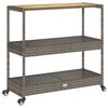 vidaXL Carrito de bar 3 niveles rat&aacute;n PE y madera maciza acacia gris