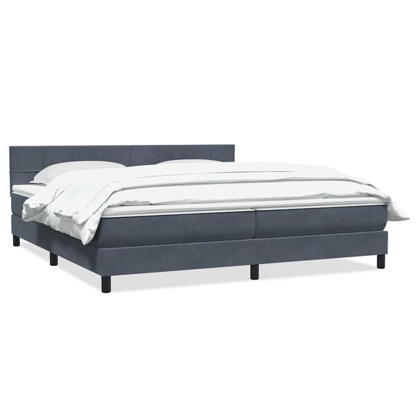 vidaXL Cama box spring con colch&oacute;n terciopelo gris oscuro 180x210 cm