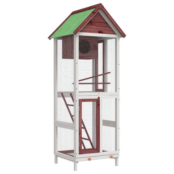vidaXL Casita para p&aacute;jaros madera maciza pino color moca 60x58,5x160cm