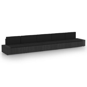 vidaXL Set de muebles de jard&iacute;n 5 pzas rat&aacute;n sint&eacute;tico y cojines negro