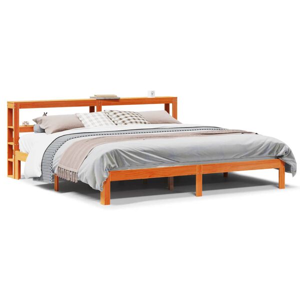 vidaXL Cama sin colchón madera maciza de pino marrón cera 180x200 cm