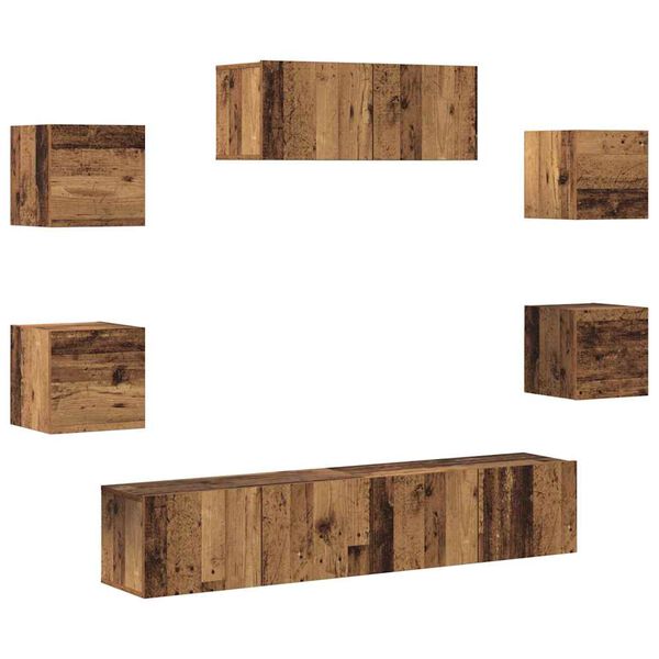 vidaXL Mueble para TV de pared madera vieja 5 piezas
