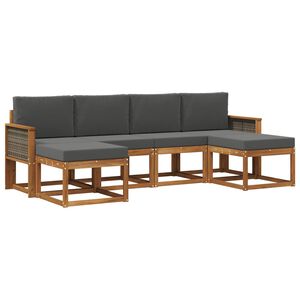 vidaXL Conjunto de sof&aacute;s de exterior 6 pcs Natural y Antracita