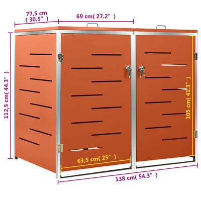 vidaXL Cobertizo para dos contenedores basura acero 138x77,5x112,5 cm