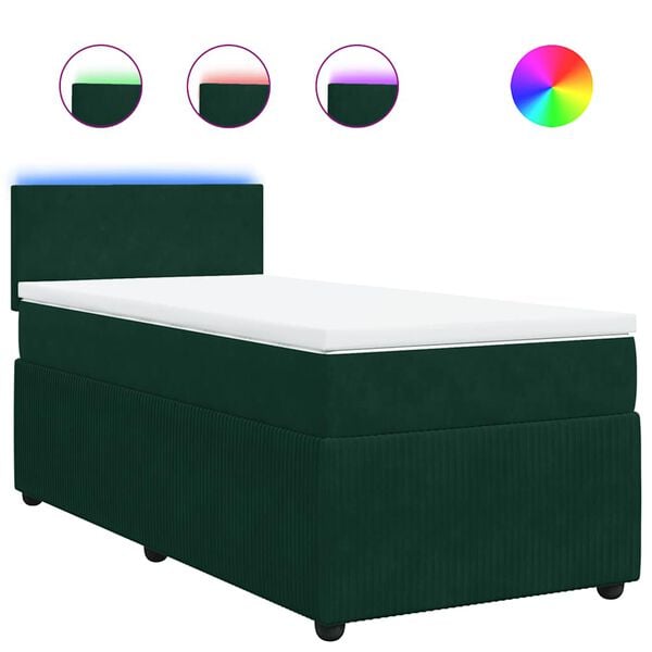 vidaXL Cama box spring con colch&oacute;n terciopelo verde oscuro 100x200 cm