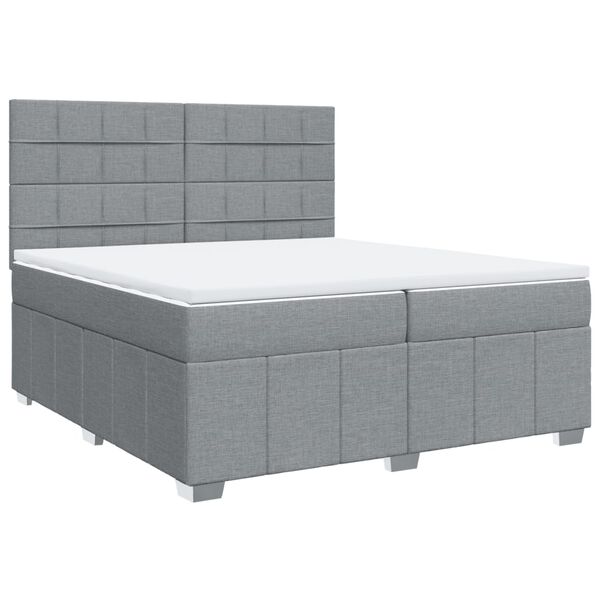 vidaXL Cama box spring con colch&oacute;n tela gris claro 200x200 cm