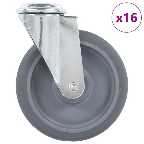vidaXL Ruedas giratorias con agujero pasador 16 unidades 125 mm