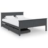 vidaXL Estructura de cama 2 cajones madera pino gris oscuro 160x200 cm