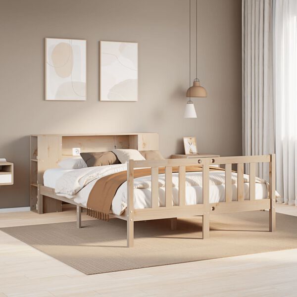 vidaXL Cama con estantería sin colchón madera maciza de pino 120x200cm